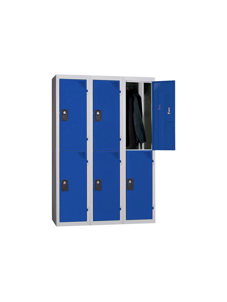 Vestiaire monobloc multicases - 3 colonnes 2 cases - Bleu