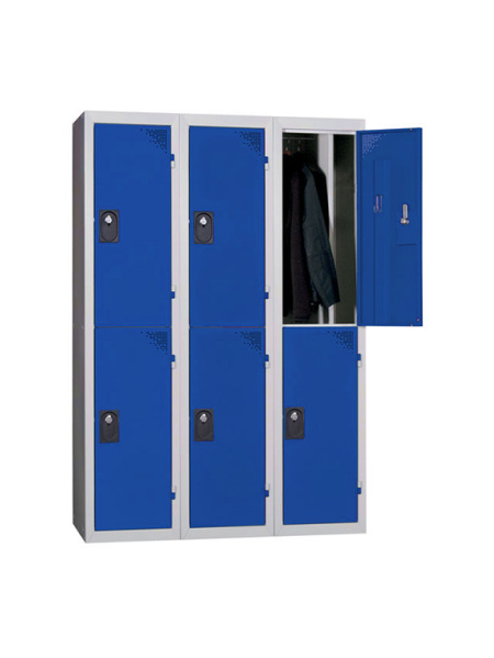 Multi-compartment locker - 3 columns 2 compartments blue
