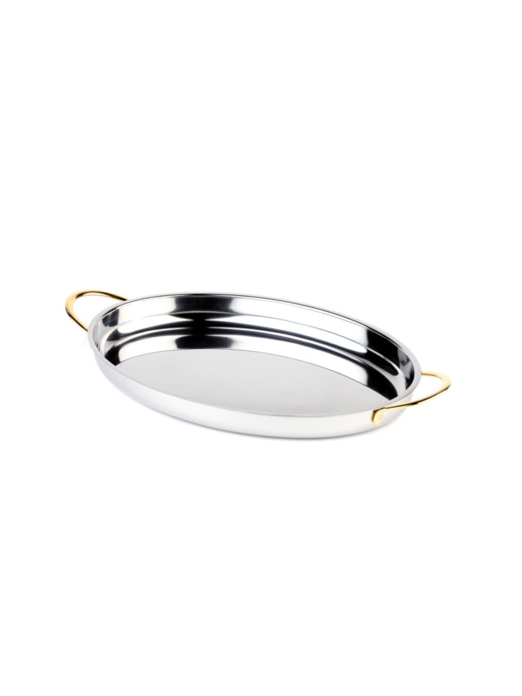 Stainless steel dish with handle 25 x 17 x 3.5cm