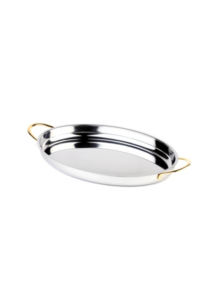 Stainless steel dish with handle 25 x 17 x 3.5cm