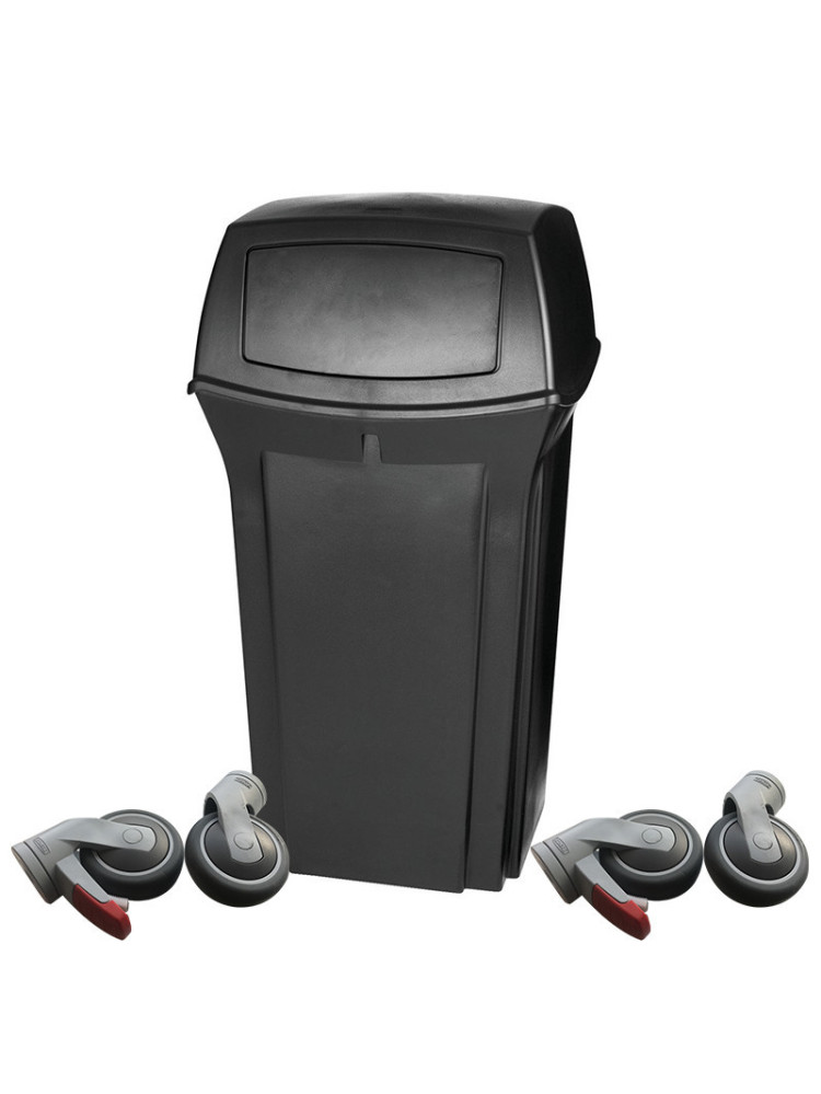 Rubbermaid container black with wheels - 132L