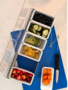 Stainless steel condiment box with 6 compartments and acrylic lid
