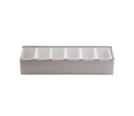 Stainless steel condiment box with 6 compartments and acrylic lid