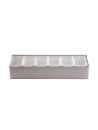 Stainless steel condiment box with 6 compartments and acrylic lid