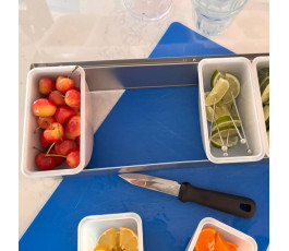 Stainless steel condiment box with 6 compartments and acrylic lid