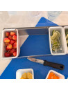 Stainless steel condiment box with 6 compartments and acrylic lid
