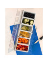Stainless steel condiment box with 6 compartments and acrylic lid