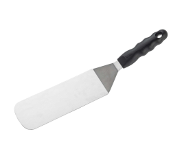 Long steak spatula, black handle, angled, full blade