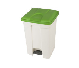 Poubelle à pédale Probbax - 45L - Base blanche - Couvercle vert