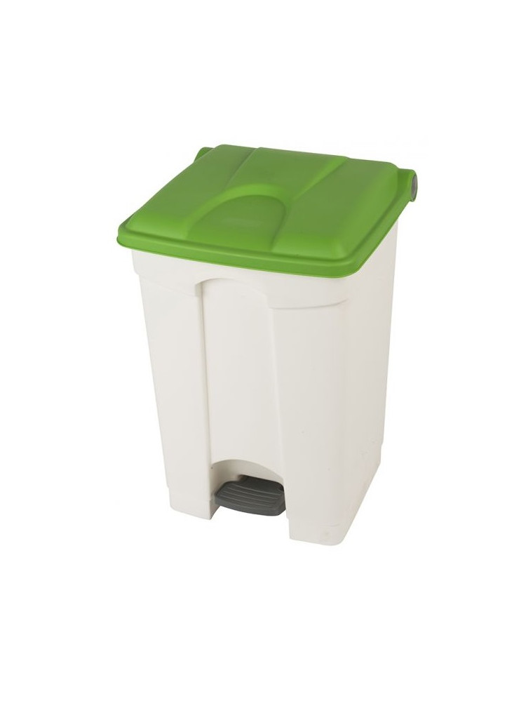Poubelle à pédale Probbax - 45L - Base blanche - Couvercle vert