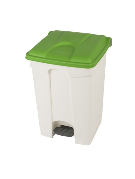 Poubelle à pédale Probbax - 45L - Base blanche - Couvercle vert