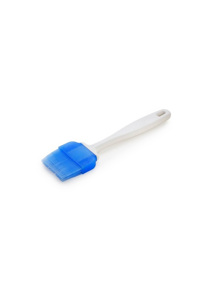 Silicone brush with blue bristles and white handle