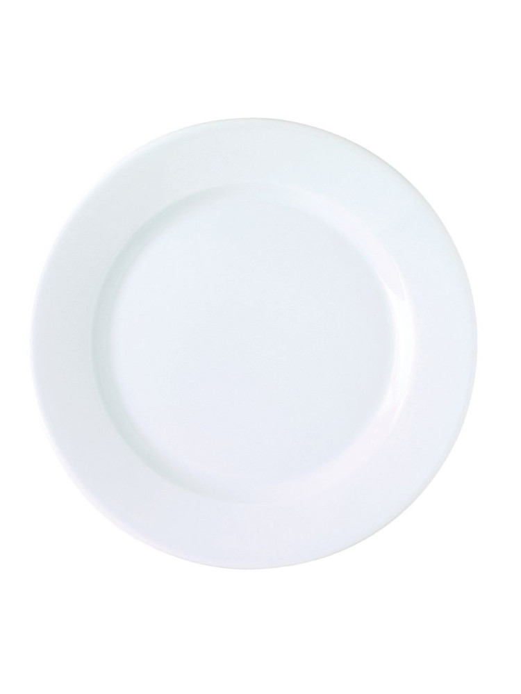 Assiette plate ronde blanche en porcelaine Ø 21 cm K - Lot de 12