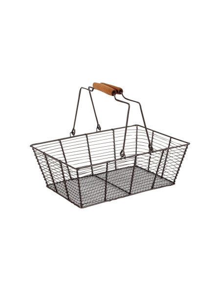 Rectangular metal basket with double handles, 33 x 23 x 11 cm