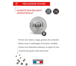 Moulin à poivre transparent 12 cm Peugeot Saveurs Nancy
