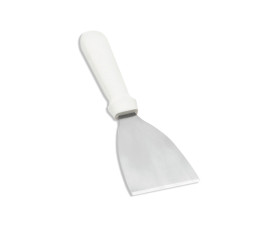 Spatula stainless steel blade white plastic handle 23 cm