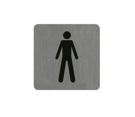 Plaque signalétique Alu Brossé - 100x100 mm - Toilettes Hommes
