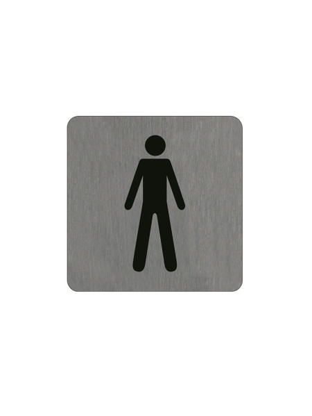 Plaque signalétique Alu Brossé - 100x100 mm - Toilettes Hommes