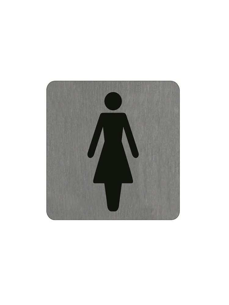 Plaque signalétique Alu Brossé - 100 x 100 mm - Toilettes Femmes