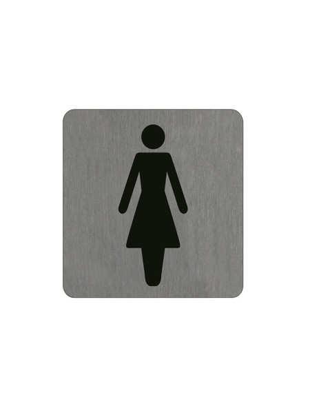 Plaque signalétique Alu Brossé - 100 x 100 mm - Toilettes Femmes