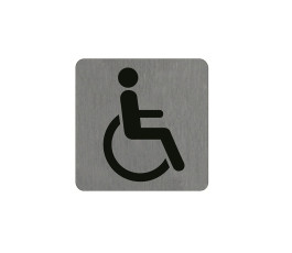 Plaque signalétique Alu Brossé - 100 x 100 mm - Toilettes Handicapés