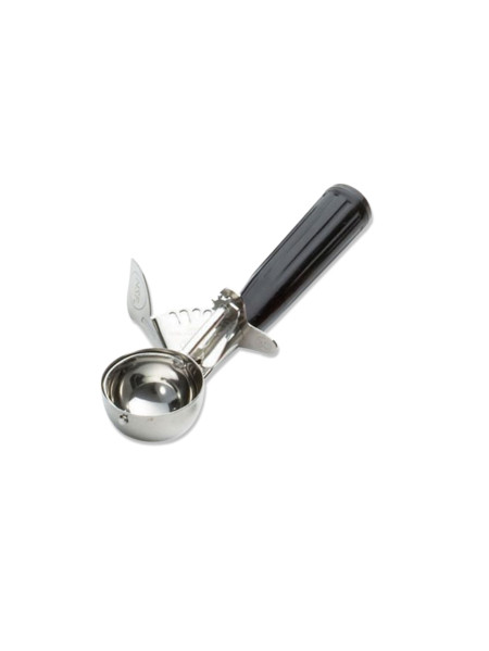 Cuillère doseuse 37 ml avec presse pouce, manche noir Cuillère doseuse 37 ml avec presse pouce, manche noir