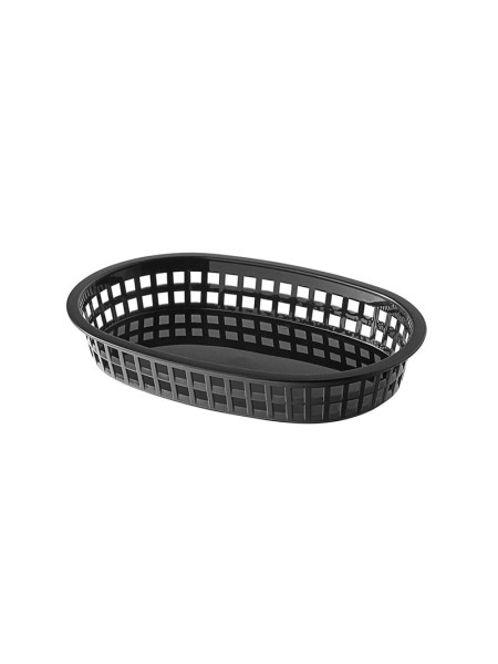 Black oval serving and presentation basket 27 x 18 x 4 cm