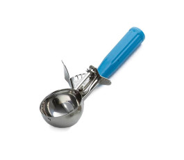 Cuillère à glace inox - Manche bleu - 65 ml - Diamètre 6 cm