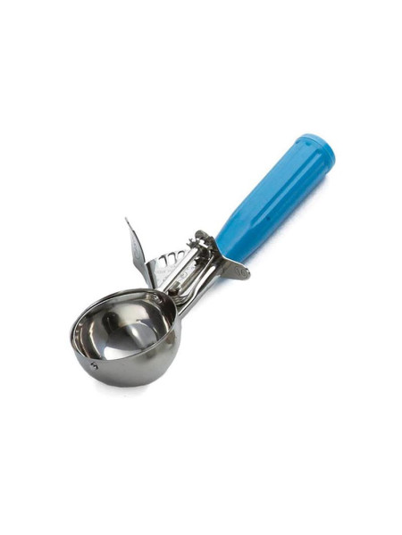 Cuillère à glace inox - Manche bleu - 65 ml - Diamètre 6 cm Cuillère à glace inox - Manche bleu - 65 ml - Diamètre 6 cm