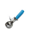 Cuillère à glace inox - Manche bleu - 65 ml - Diamètre 6 cm