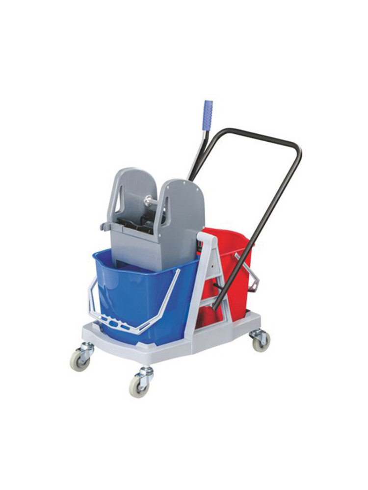Leifheit Professional Chariot de nettoyage Duo, Chariot de ménage avec deux  seaux et une presse pour l’essorage, Chariot de lavage pour le nettoyage
