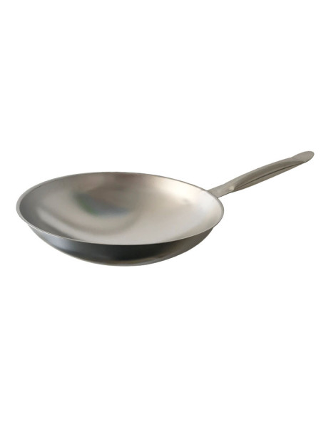 Wok à fond rond en inox diamètre 360mm