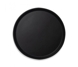 Round black straight plastic non-slip tray - Diameter 40.5 cm