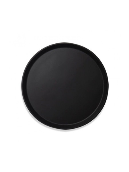 Round black straight plastic non-slip tray - Diameter 40.5 cm