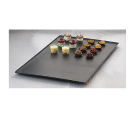 Set of 6 rectangular black melamine presentation trays (60x40cm)