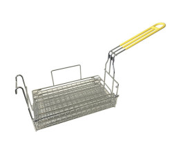 Deep fryer basket with hinged shelves yellow handle 17*31*8 cm