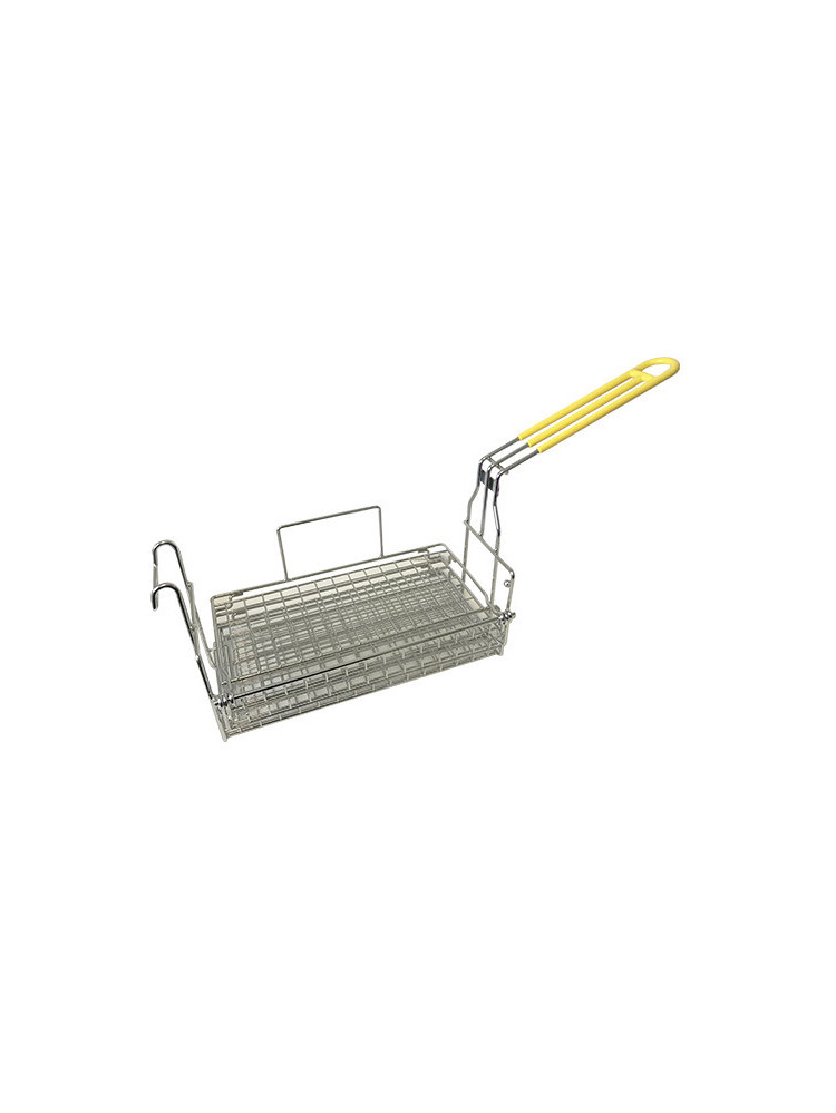 Deep fryer basket with hinged shelves yellow handle 17*31*8 cm