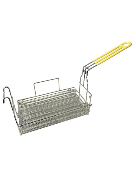 Deep fryer basket with hinged shelves yellow handle 17*31*8 cm