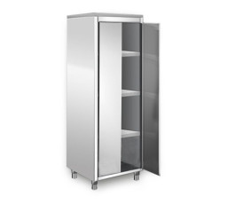 Stainless steel cabinet with sliding doors, on feet - H1800 x D700mm x L1000mm