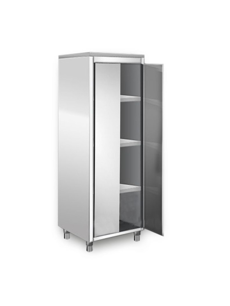 Stainless steel cabinet with sliding doors, on feet - H1800 x D700mm x L1000mm