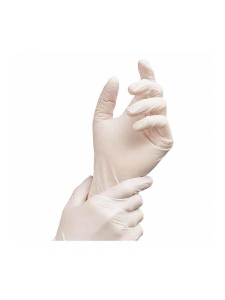 Boîte de 100 gants latex transparent poudré taille L