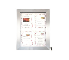 Menu holder size 4 A4 format in stainless steel with LED lighting