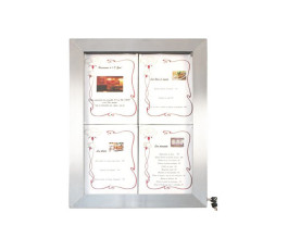 Porte menu taille 4 format A4 en acier inox avec éclairage LED