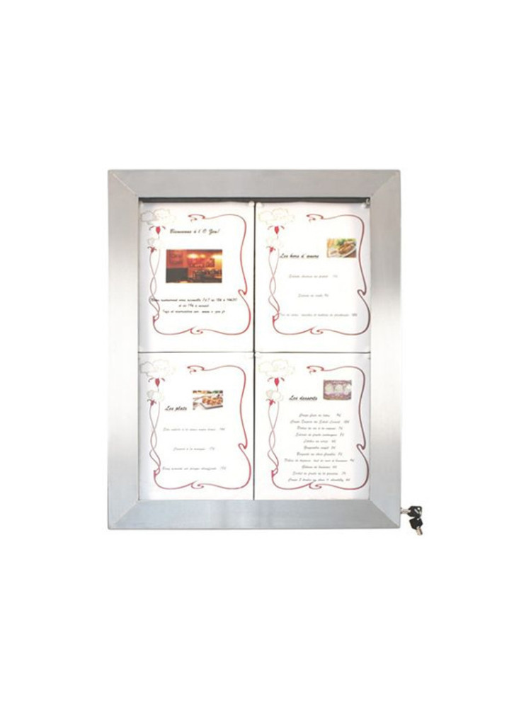 Menu holder size 4 A4 format in stainless steel with LED lighting