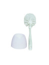 White plastic toilet brush and base set diameter 14 cm