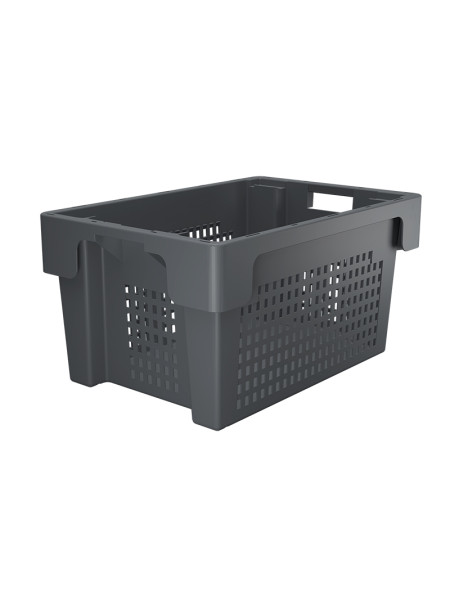 Stackable grey bin - Perforated bottom and sides - 60 x 40 x 30 cm - 50 L