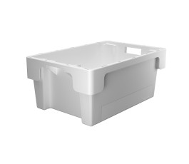 Stackable white bin - Solid bottom and sides - 60 x 40 x 25 cm - 40 L