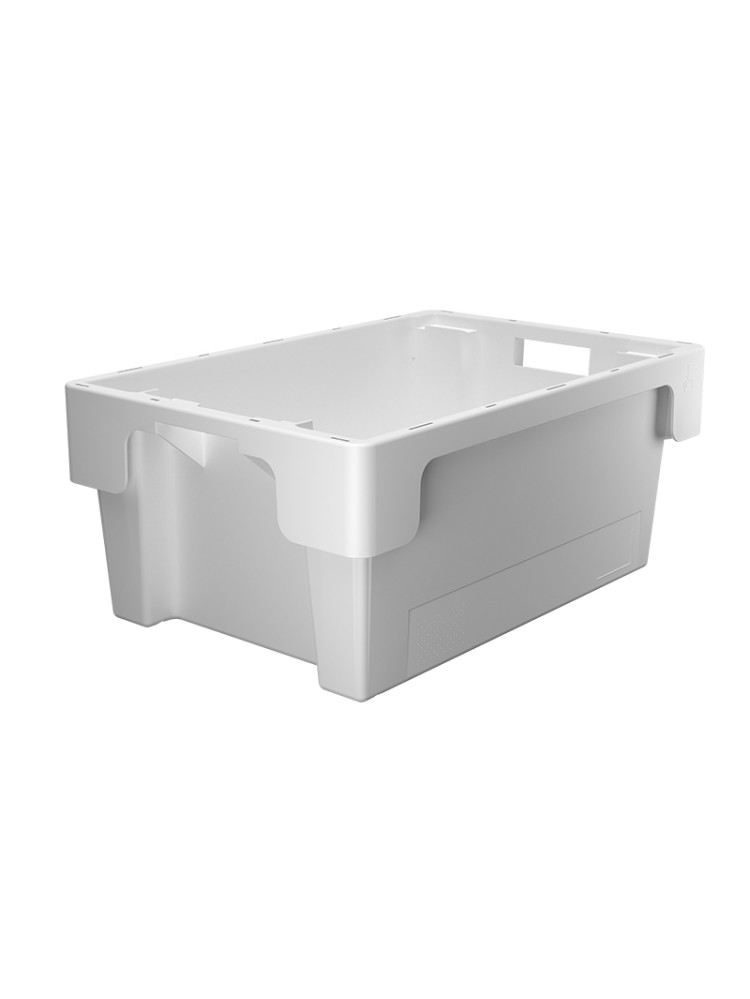 Stackable white bin - Solid bottom and sides - 60 x 40 x 25 cm - 40 L