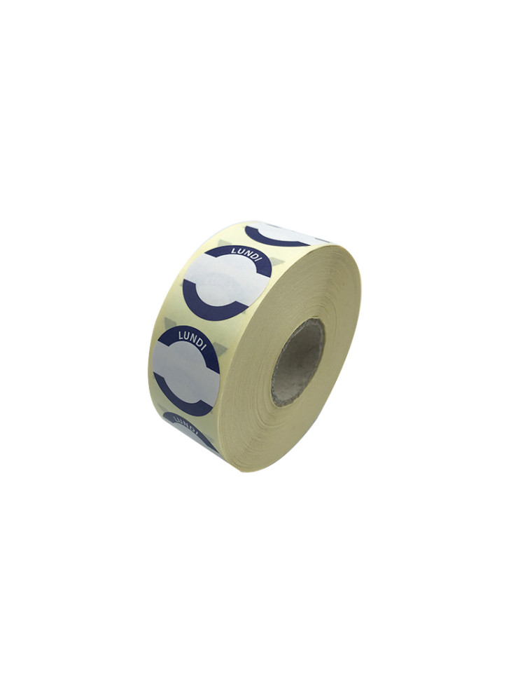Roll of 1200 blue adhesive labels - MONDAY