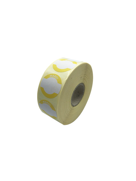 Roll of 1200 yellow adhesive labels - TUESDAY